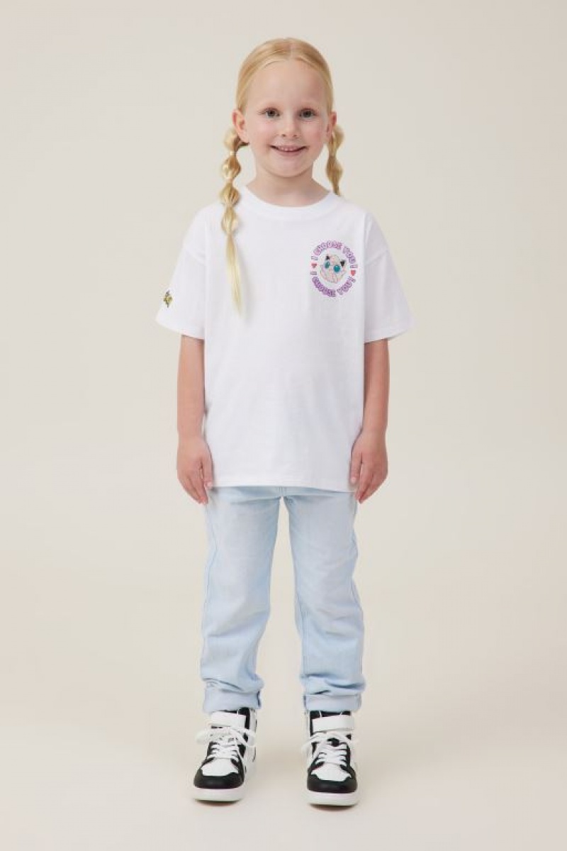 Cotton On License Drop Shoulder Short Sleeve Girls' T Shirts White | iOhEkuviu80
