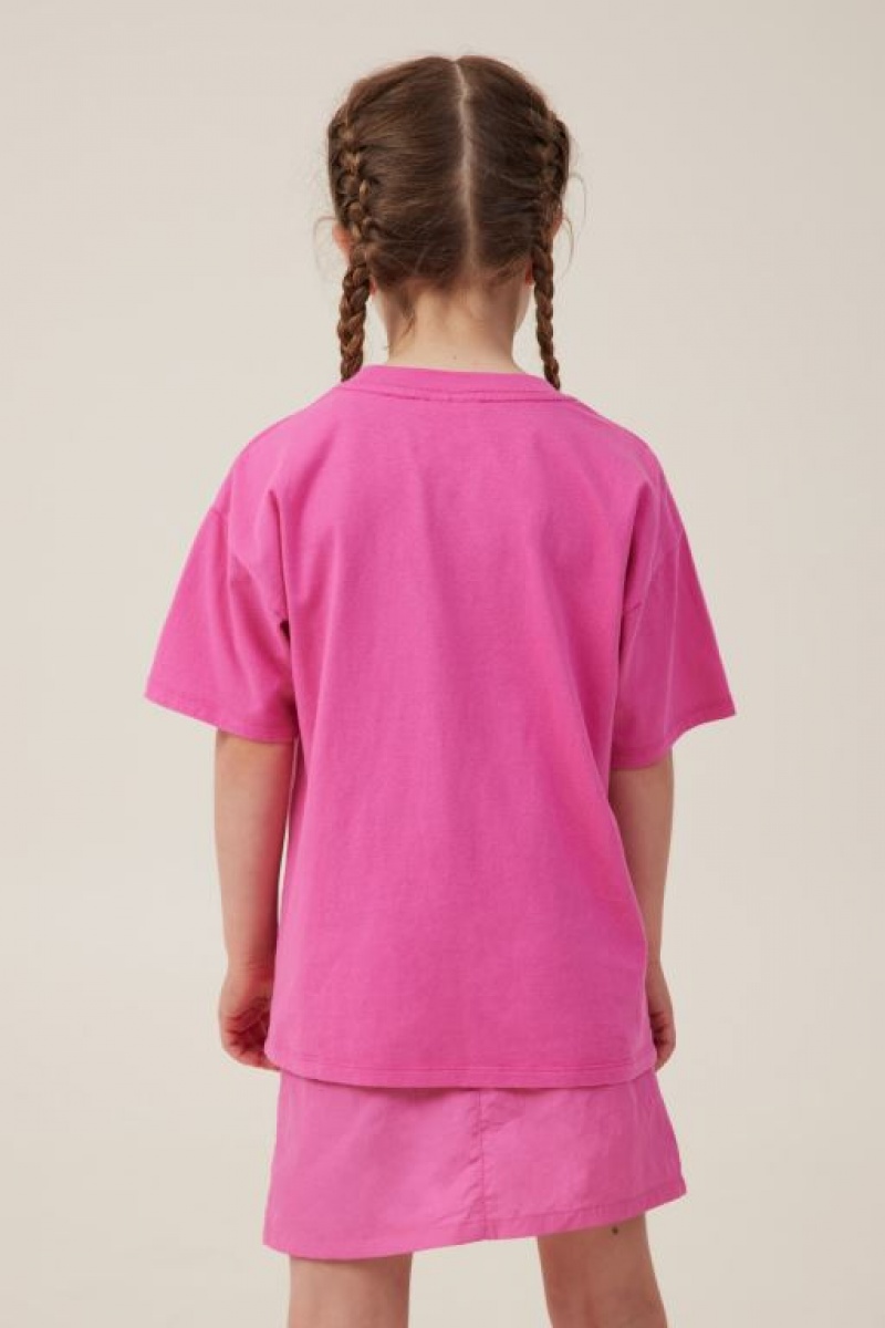 Cotton On License Drop Shoulder Short Sleeve Girls' T Shirts Pink | l4kbu0CRtSr