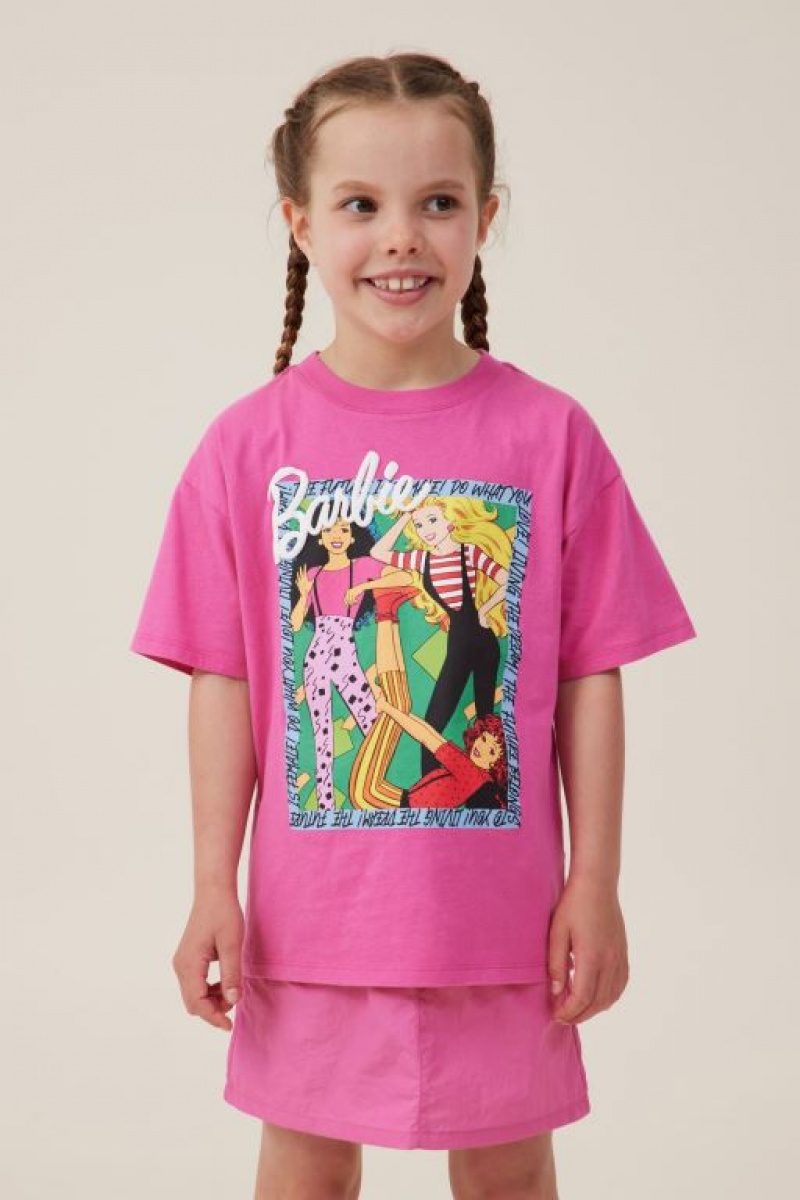 Cotton On License Drop Shoulder Short Sleeve Girls\' T Shirts Pink | l4kbu0CRtSr