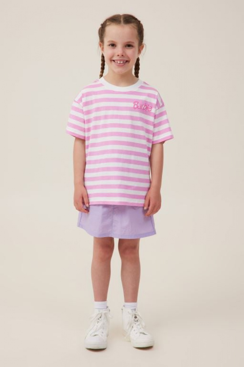 Cotton On License Drop Shoulder Short Sleeve Girls' T Shirts Pink Stripes | 9PcAeUsaMEh
