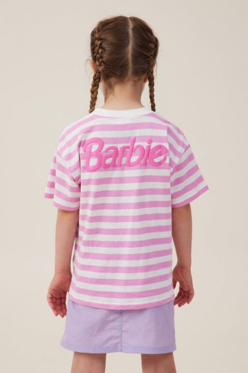 Cotton On License Drop Shoulder Short Sleeve Girls' T Shirts Pink Stripes | 9PcAeUsaMEh