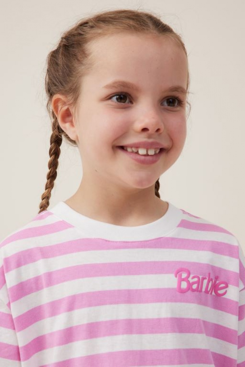 Cotton On License Drop Shoulder Short Sleeve Girls' T Shirts Pink Stripes | 9PcAeUsaMEh