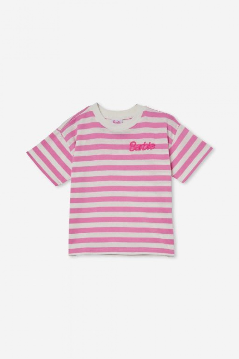 Cotton On License Drop Shoulder Short Sleeve Girls' T Shirts Pink Stripes | 9PcAeUsaMEh