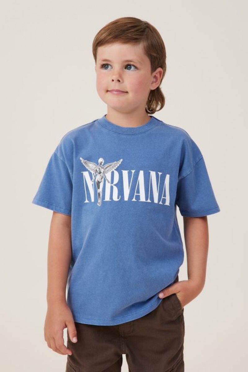 Cotton On License Drop Shoulder Short Sleeve Boys\' T Shirts Blue Wash | heDEH2Cr3qW