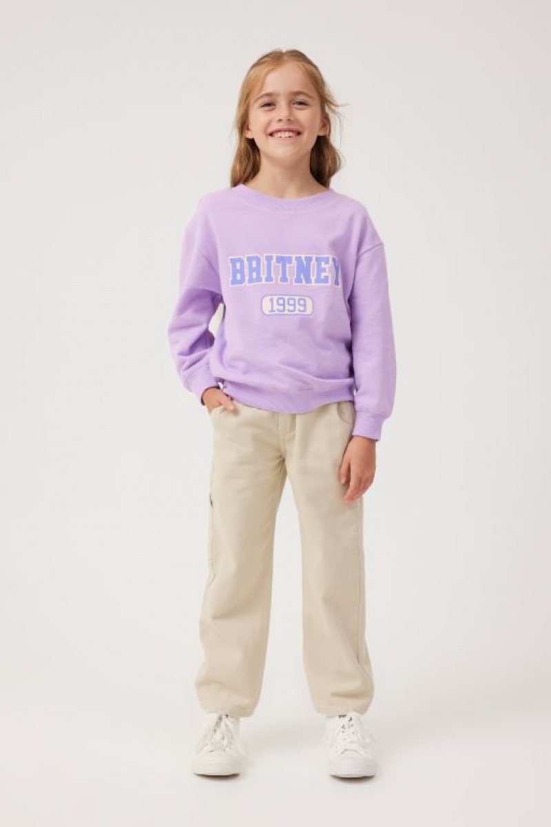 Cotton On License Dusty Crew Neck Girls' Fleece Purple | KqVZrd6AdAO