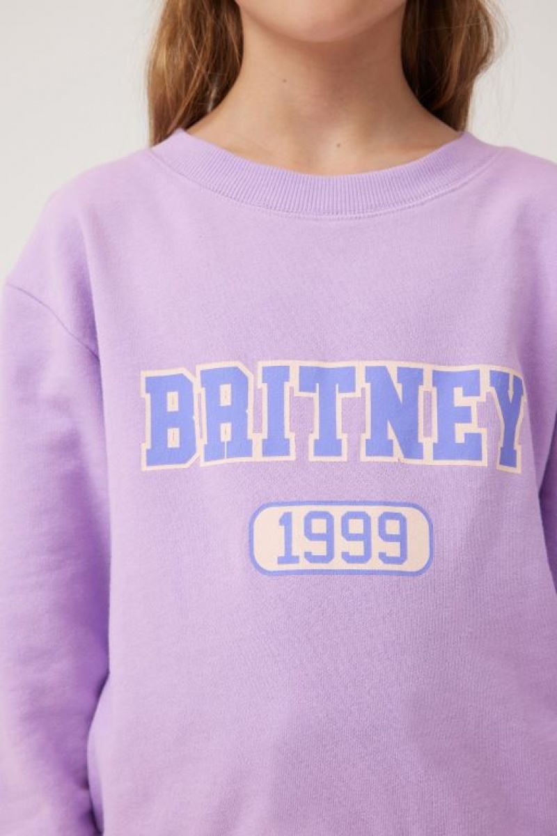 Cotton On License Dusty Crew Neck Girls' Fleece Purple | KqVZrd6AdAO