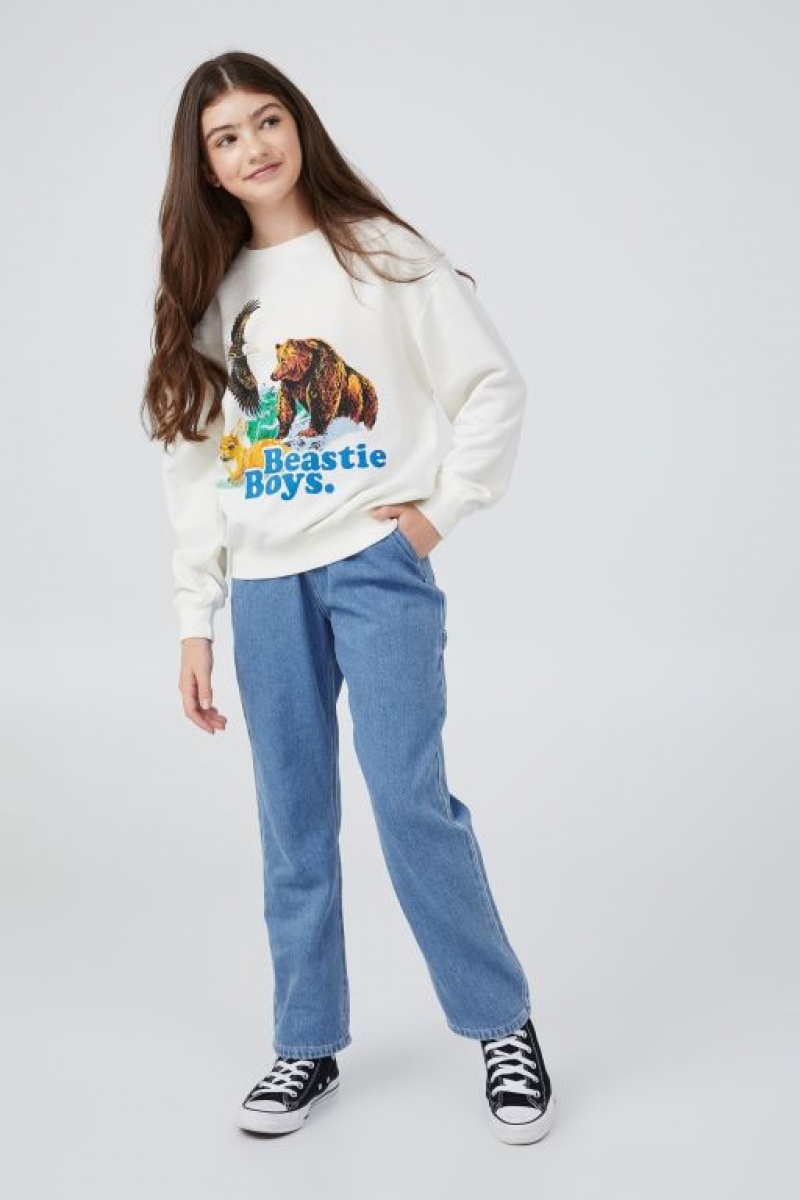 Cotton On License Miles Crew Neck Girls' Fleece Light Yellow | 1x1zvh9hcDx