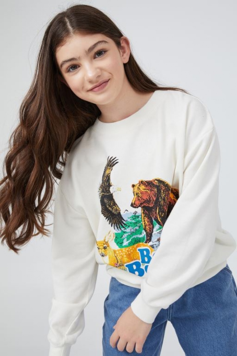 Cotton On License Miles Crew Neck Girls\' Fleece Light Yellow | 1x1zvh9hcDx