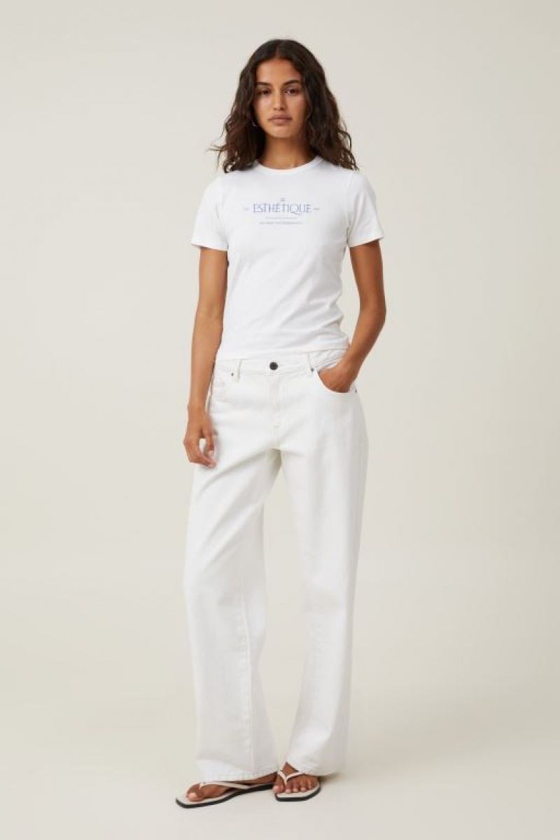 Cotton On Lightweight Longline Graphic Women's Graphic T-Shirts White | 671ZWMoLm1d