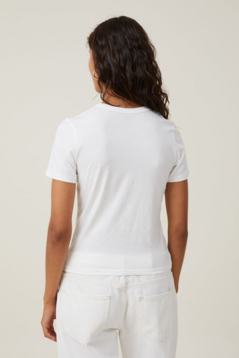 Cotton On Lightweight Longline Graphic Women's Graphic T-Shirts White | 671ZWMoLm1d
