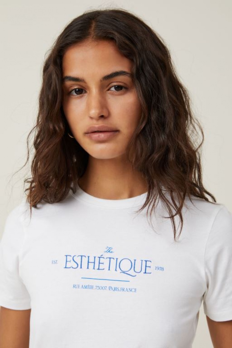 Cotton On Lightweight Longline Graphic Women's Graphic T-Shirts White | 671ZWMoLm1d
