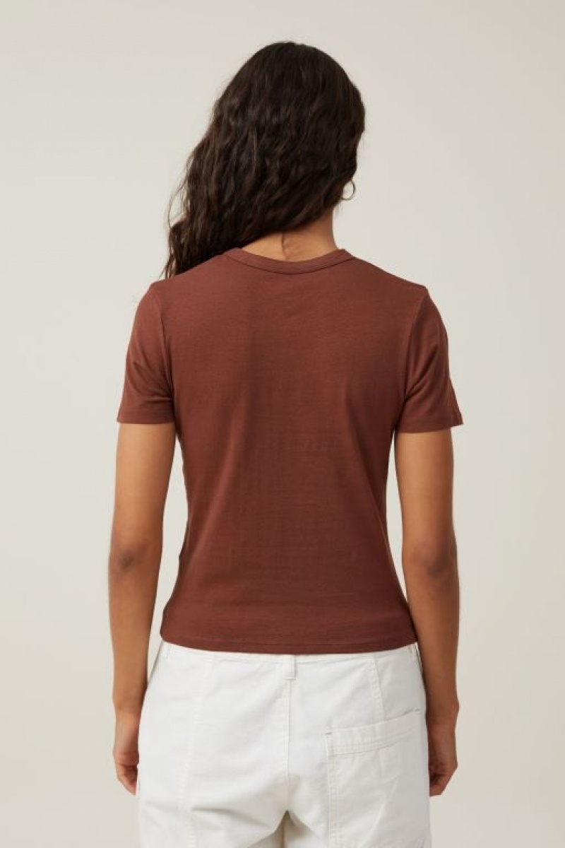 Cotton On Lightweight Longline Graphic Women's Graphic T-Shirts Brown | G23vhlNBTpK