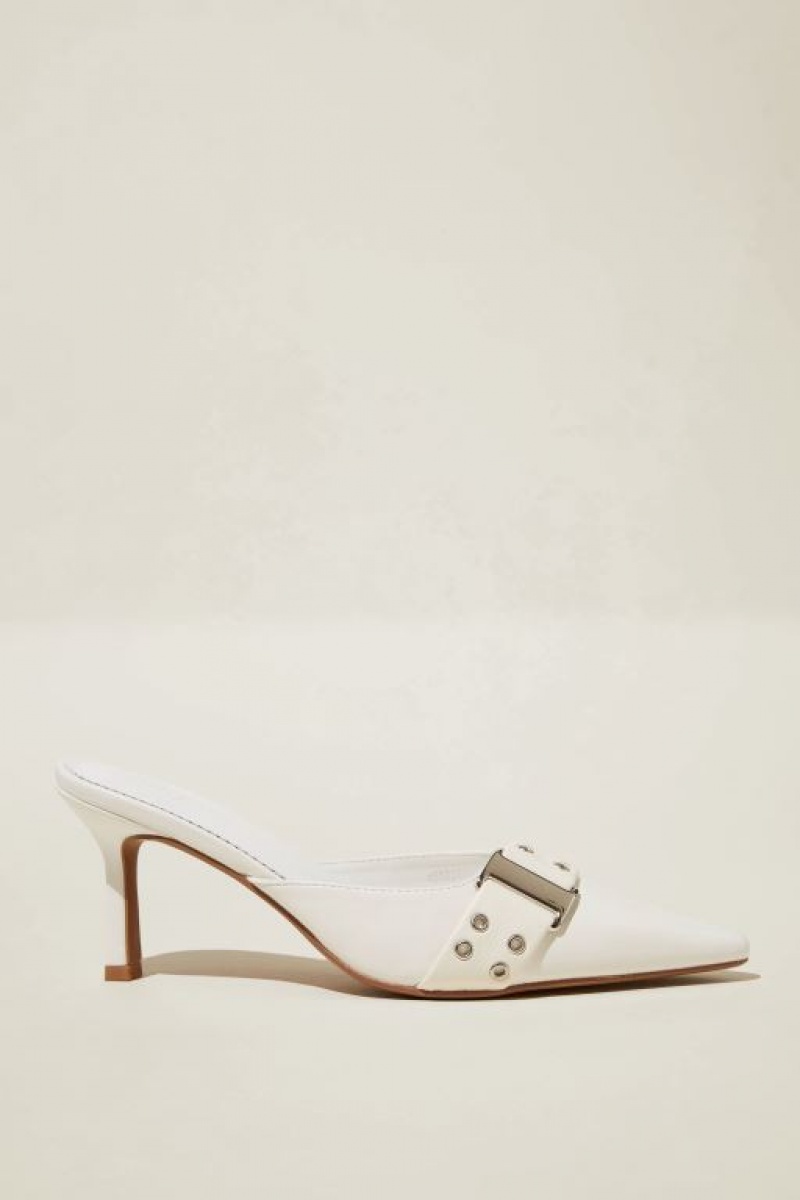 Cotton On Lilia Eyelet Pointed Mule Women\'s Heels White | W6QCgICEv8n