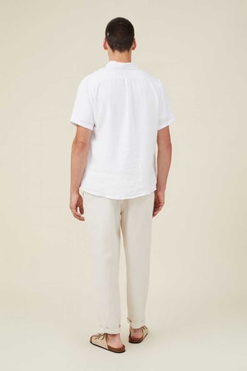 Cotton On Linen Men's Pants Beige | Af4VcoAGcJm