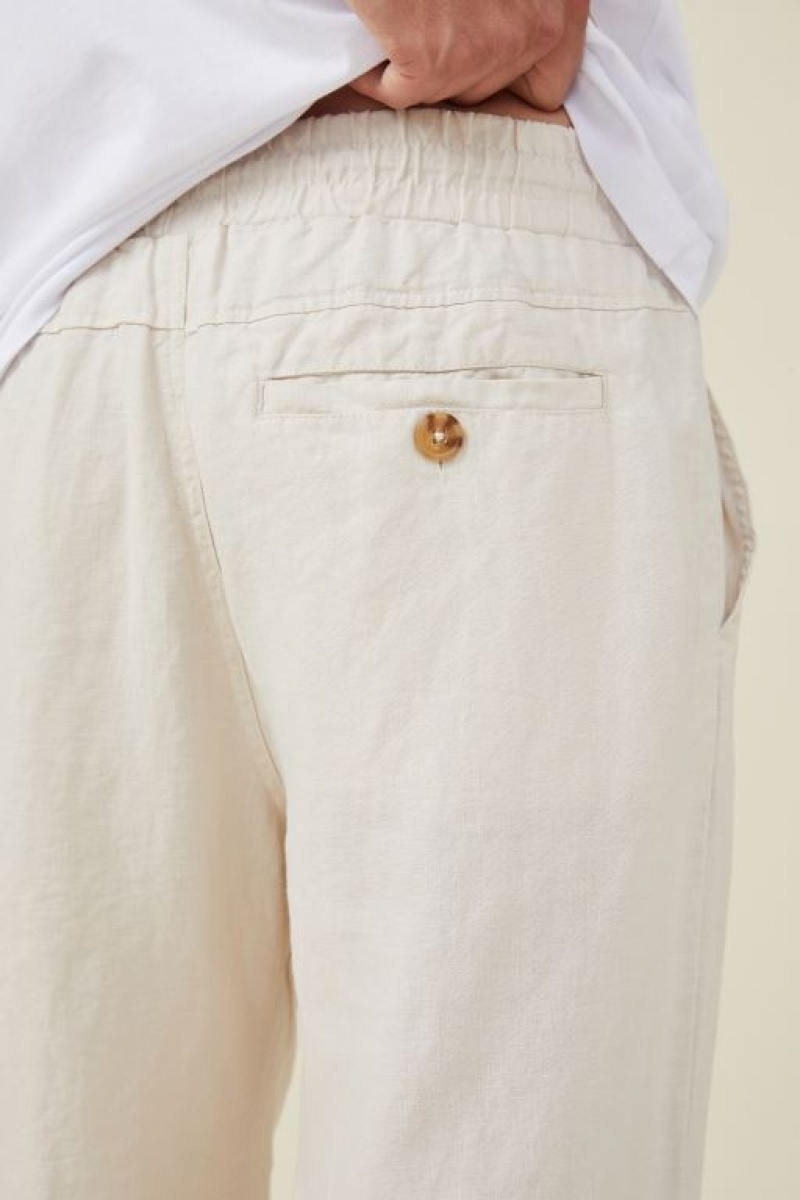 Cotton On Linen Men's Pants Beige | Af4VcoAGcJm