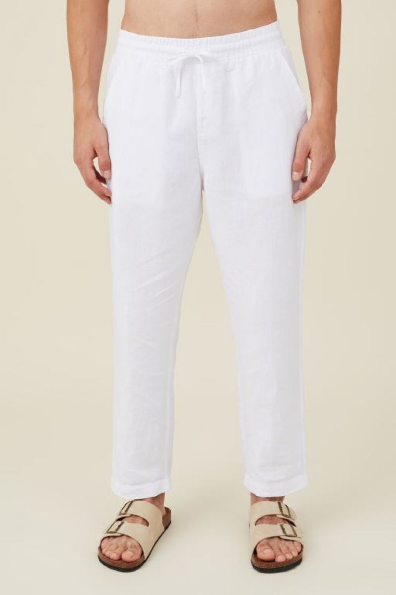 Cotton On Linen Men's Pants White | hdiZFApoUAI