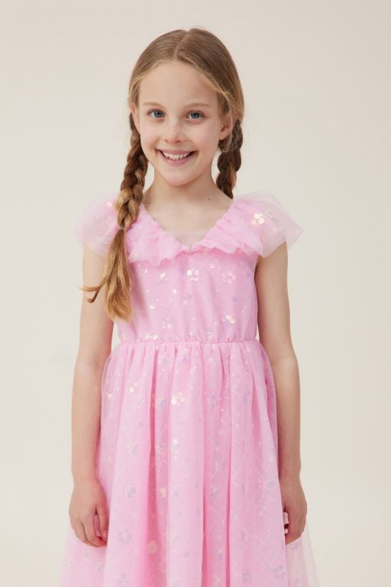 Cotton On Lola Up Girls' Dress Pink | 76N3seISMGA