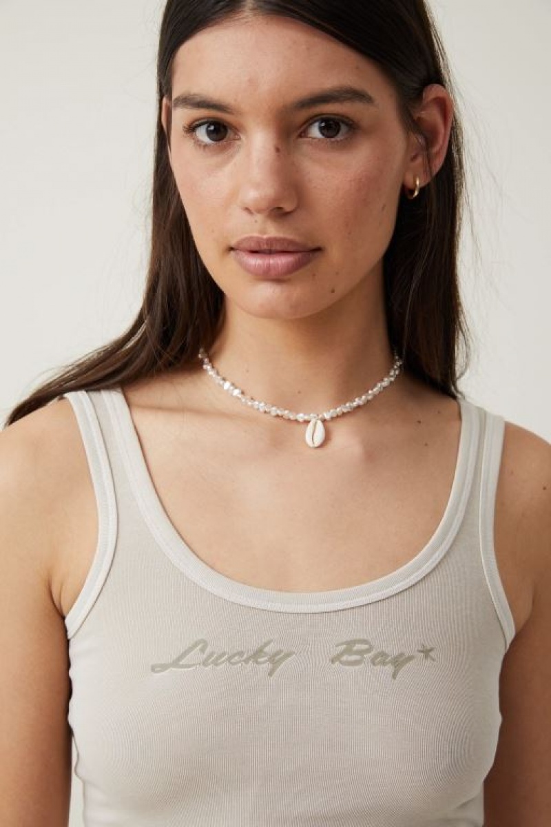 Cotton On Longline Scoop Neck Graphic Women's Graphic T-Shirts Grey | evjUjjr3y7V