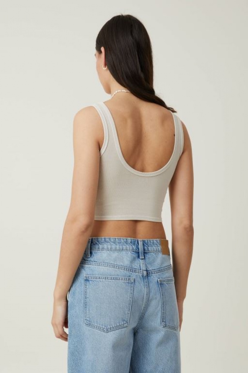 Cotton On Longline Scoop Neck Graphic Women's Tanks Grey | qrvntSdlCDO