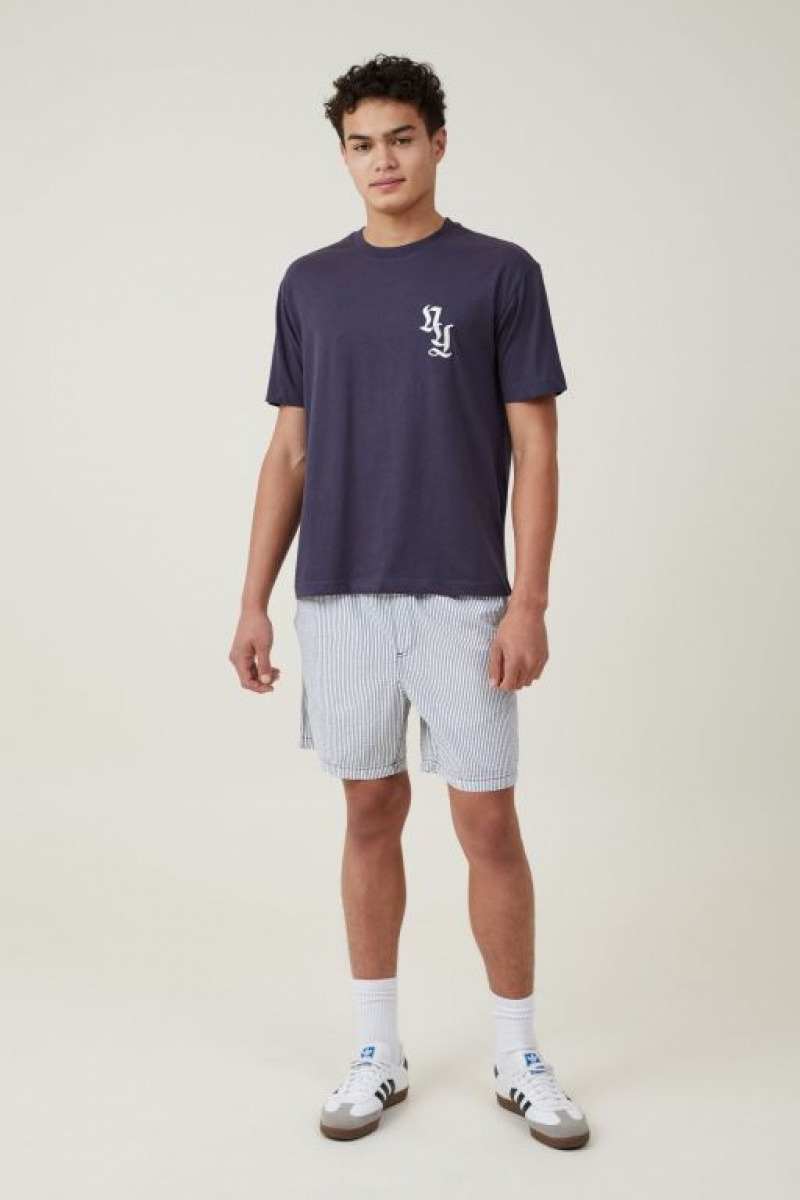 Cotton On Loose Fit Men's Graphic T-Shirts Navy | XLlkJkxHwNU
