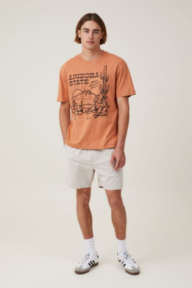 Cotton On Loose Fit Men's Graphic T-Shirts Caramel | GP65MTkOp0B