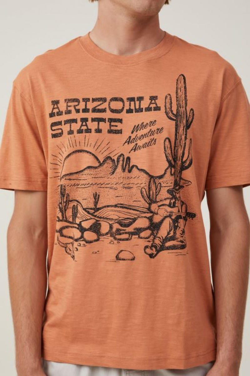 Cotton On Loose Fit Men's Graphic T-Shirts Caramel | GP65MTkOp0B