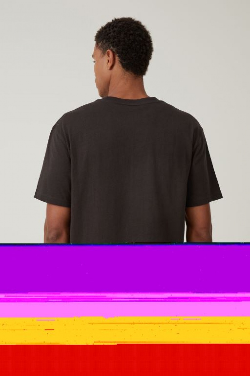 Cotton On Loose Fit Music Men's Graphic T-Shirts Black | RlhZYNV2evN