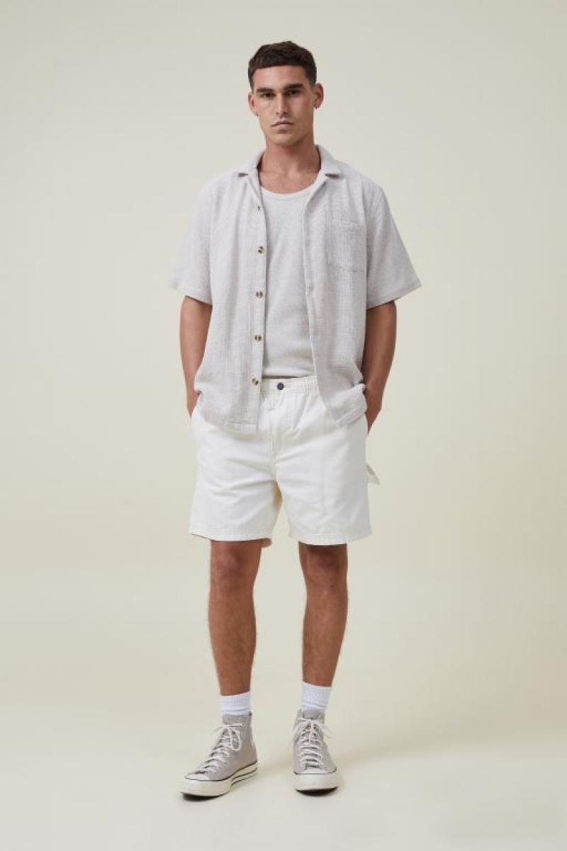 Cotton On Loose Fit Rib Men's Tanks Beige | xpzqXQglei4