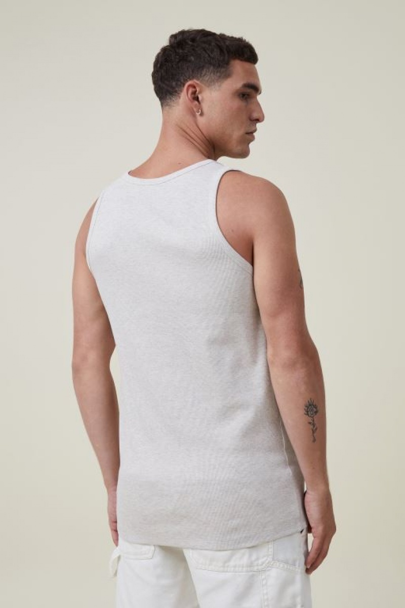 Cotton On Loose Fit Rib Men's Tanks Beige | xpzqXQglei4