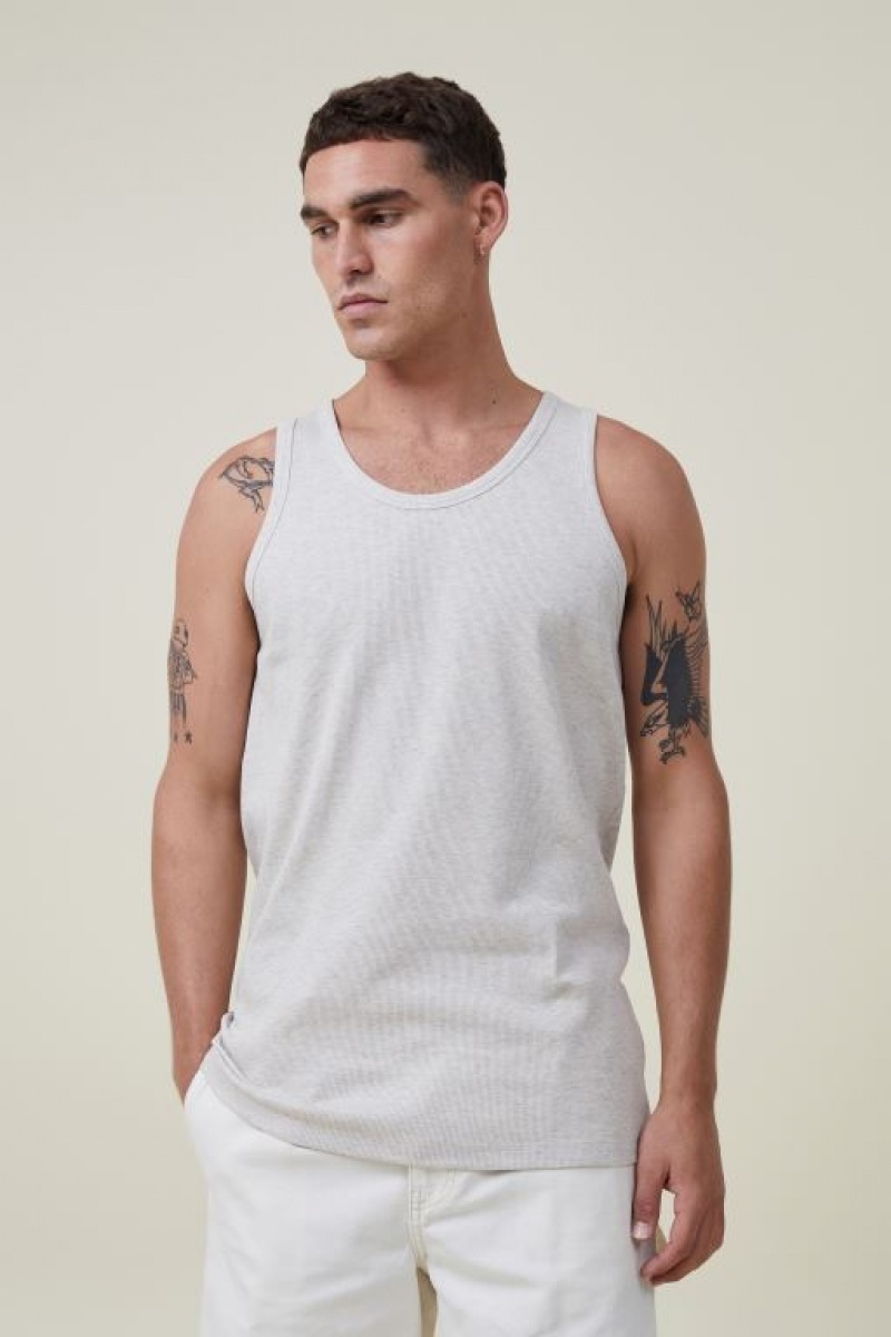 Cotton On Loose Fit Rib Men\'s Tanks Beige | xpzqXQglei4