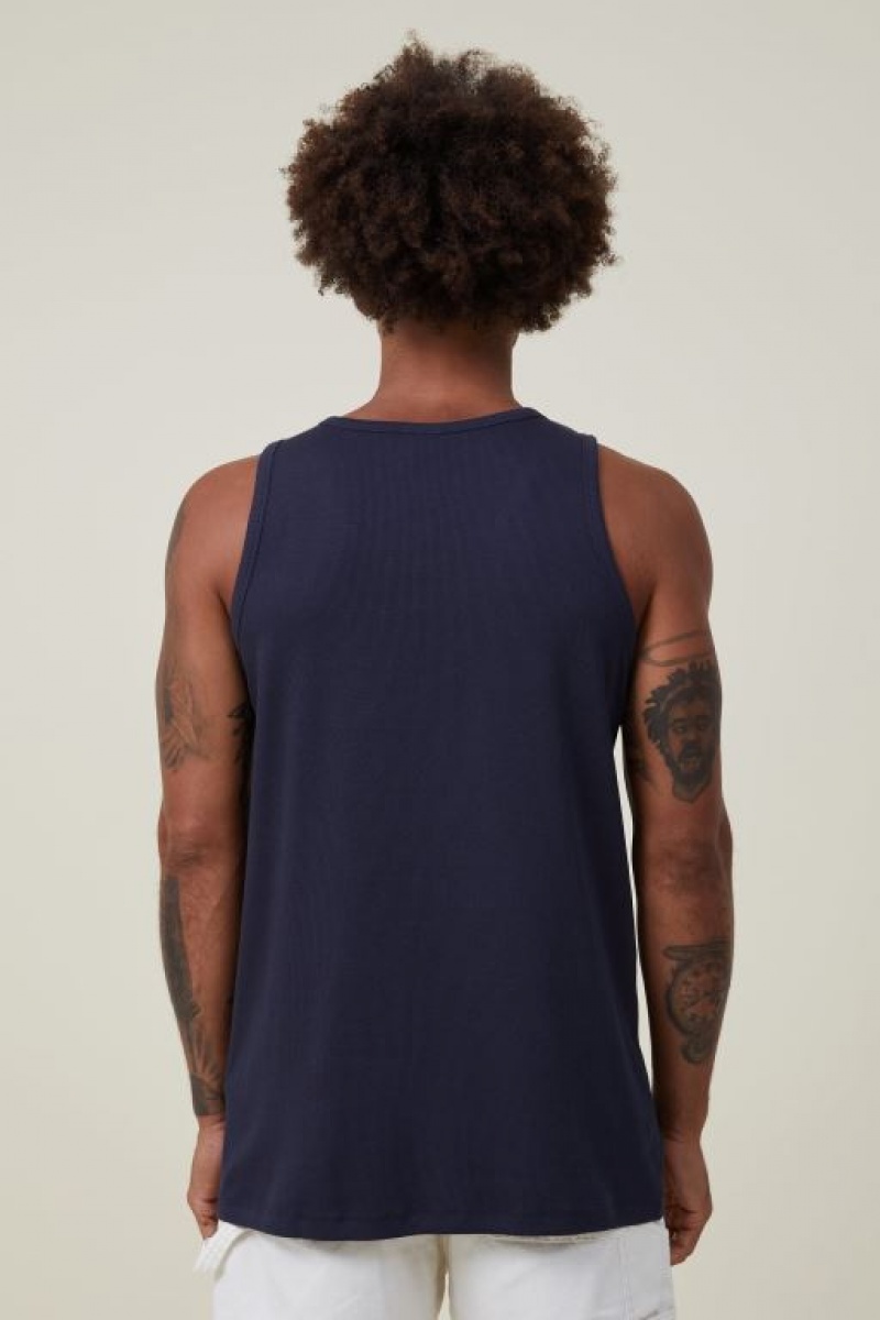 Cotton On Loose Fit Rib Men's Tanks Navy | 9KoXZH899cc
