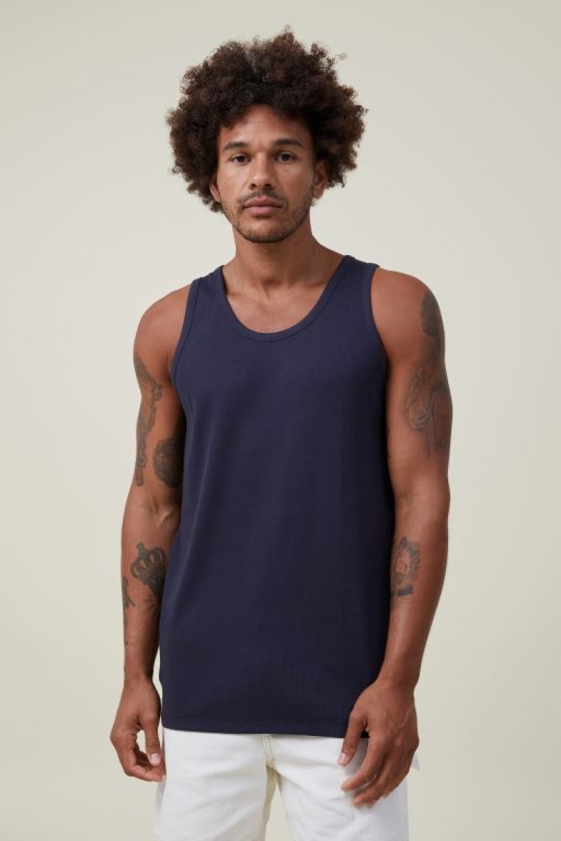 Cotton On Loose Fit Rib Men\'s Tanks Navy | 9KoXZH899cc