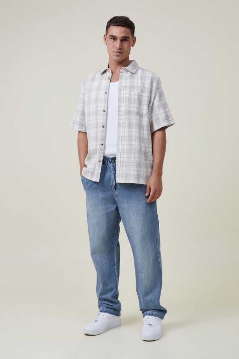 Cotton On Loose Fit Rib Men's Tanks White | 2lt1D4EIm4v