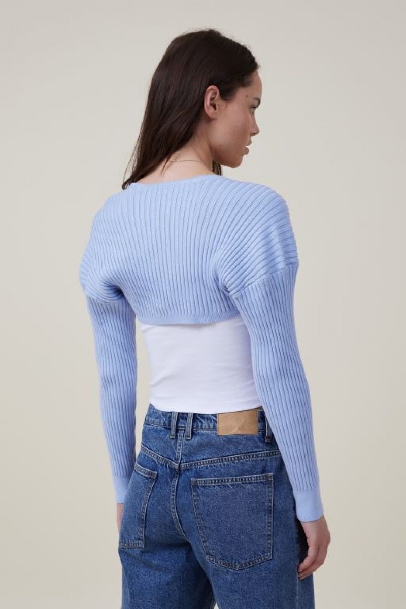 Cotton On Loose Rib Knit Shrug Women's Knitwear Blue | Dyn5MHVThNJ