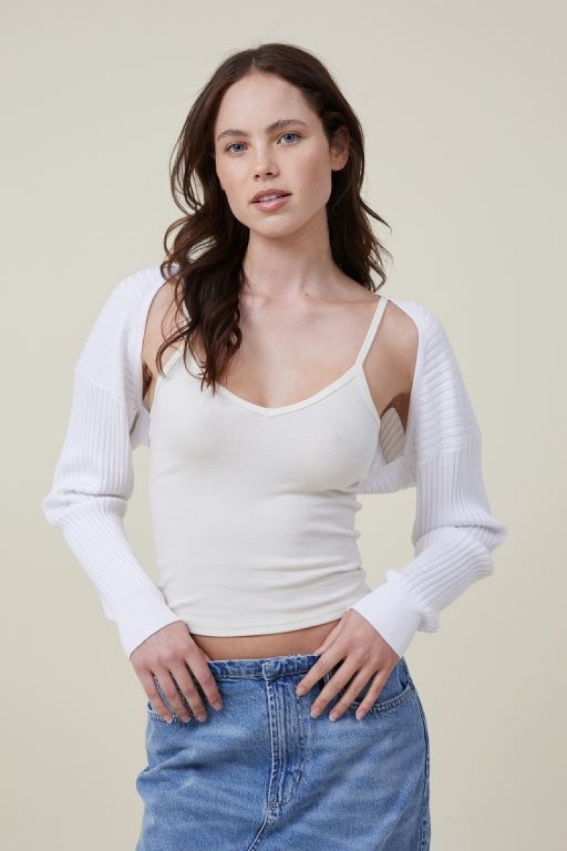 Cotton On Loose Rib Knit Shrug Women\'s Knitwear White | zobf1YCtPqU