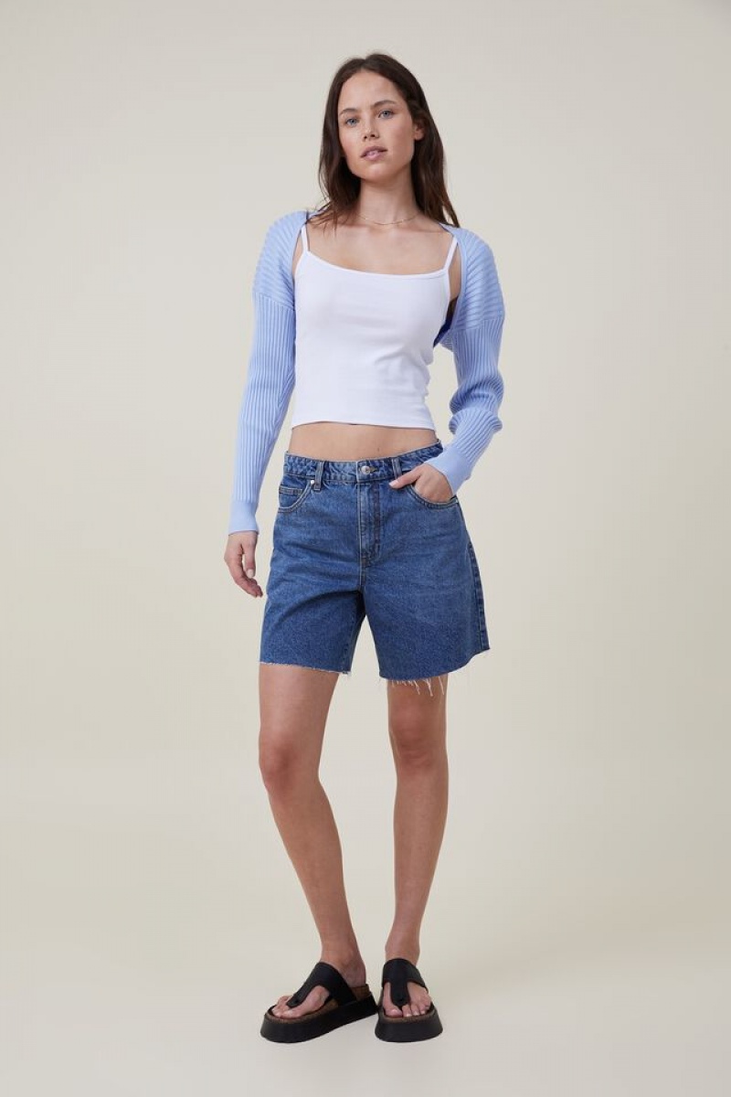 Cotton On Loose Rib Knit Shrug Women\'s Long Sleeve Blue | 4uB5Q2Bj7Ar