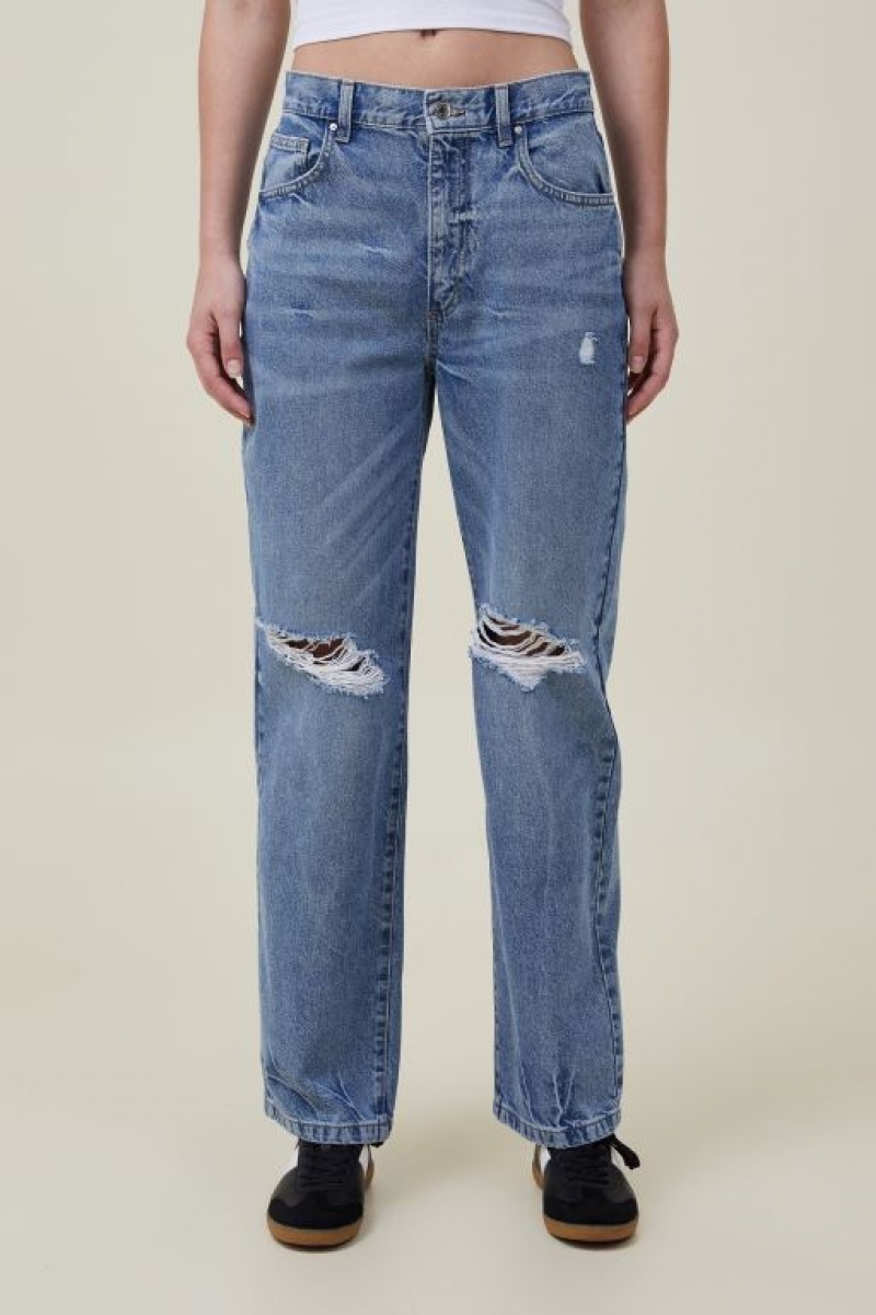 Cotton On Loose Straight Jean Women's Pants Blue | EDNvPzUrFiX