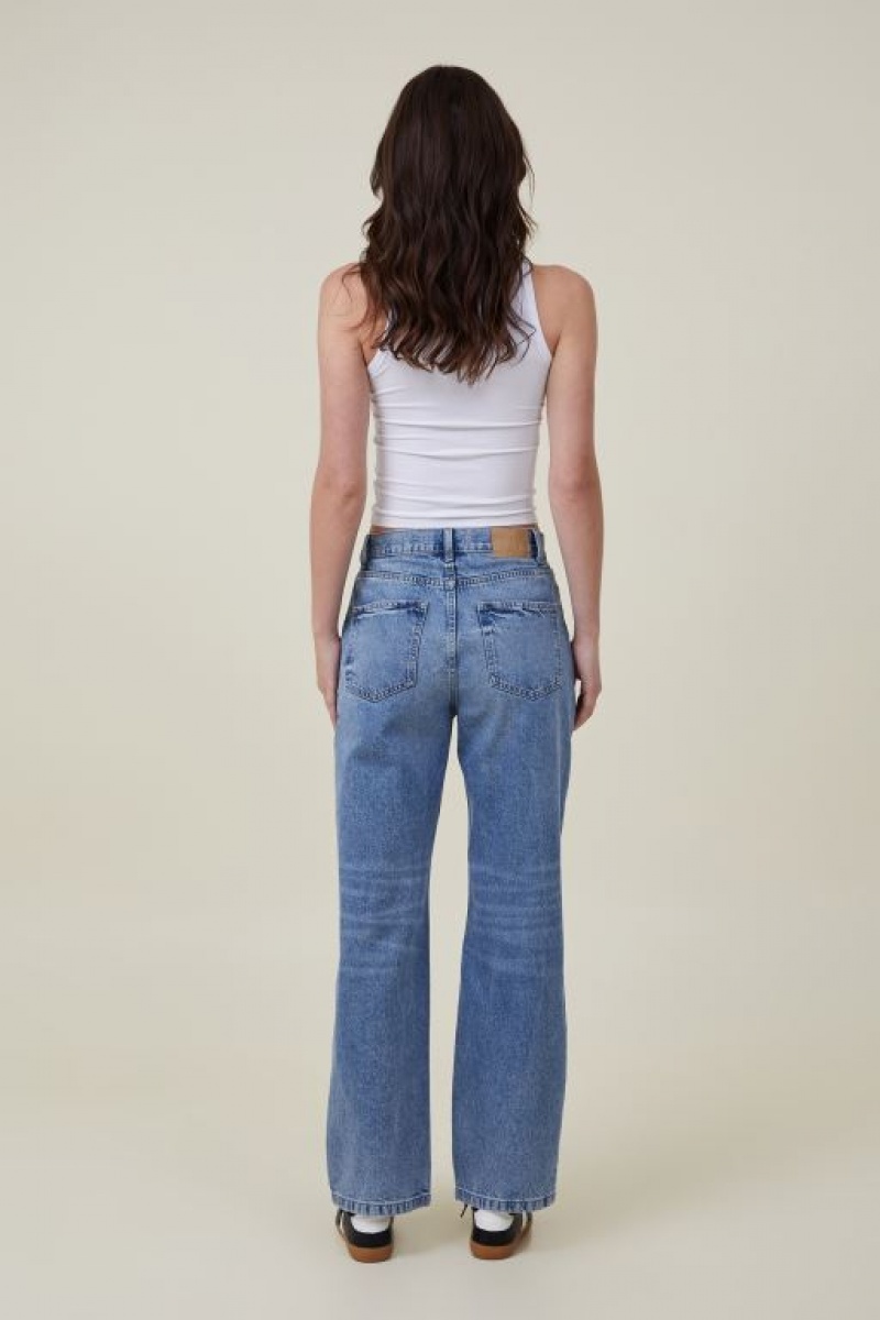 Cotton On Loose Straight Jean Women's Pants Blue | EDNvPzUrFiX
