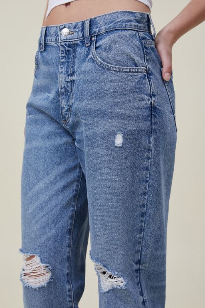 Cotton On Loose Straight Jean Women's Pants Blue | EDNvPzUrFiX
