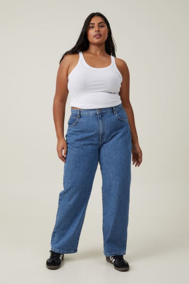 Cotton On Loose Straight Jean Women's Pants Blue | IbNhaEJaVrr