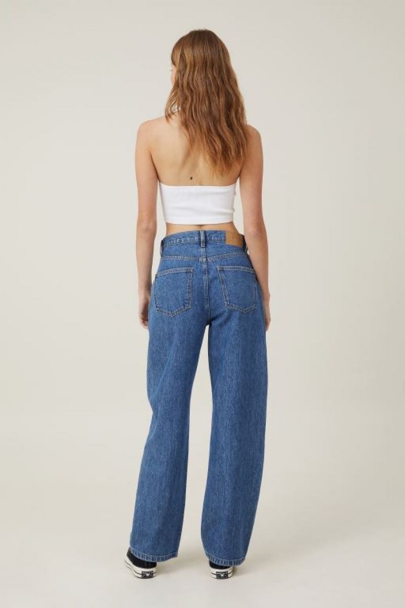 Cotton On Loose Straight Jean Women's Pants Blue | IbNhaEJaVrr