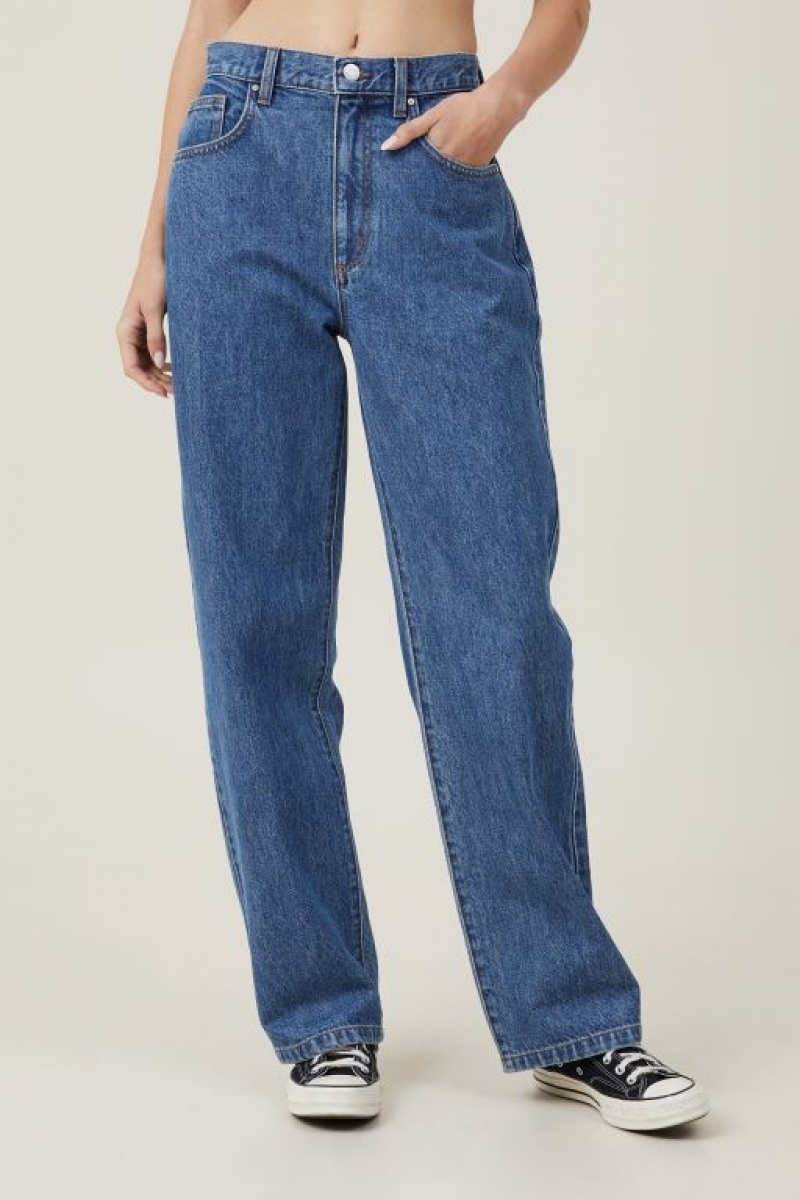 Cotton On Loose Straight Jean Women\'s Pants Blue | IbNhaEJaVrr