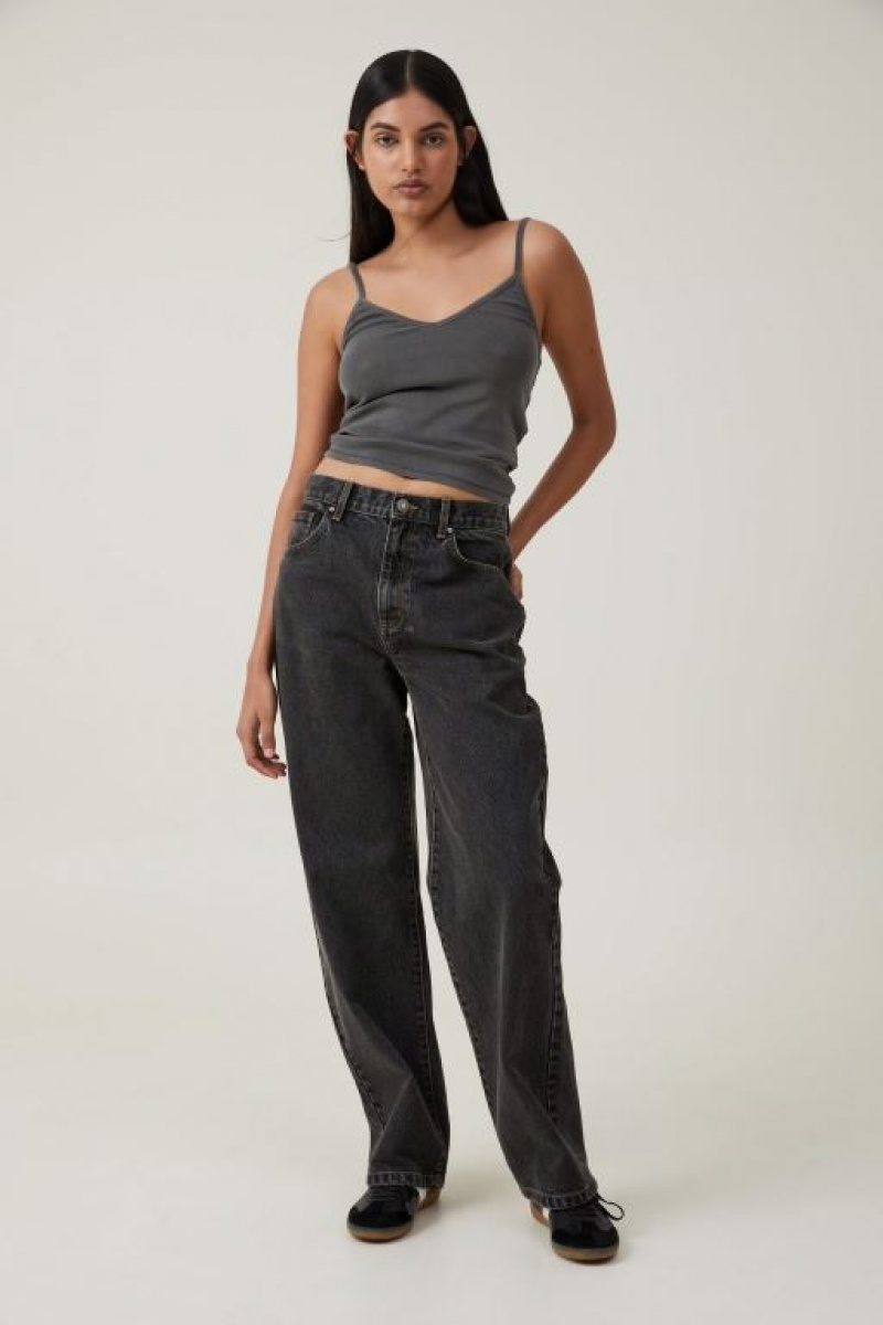 Cotton On Loose Straight Women\'s Jeans Black | SzMKrev5qQn