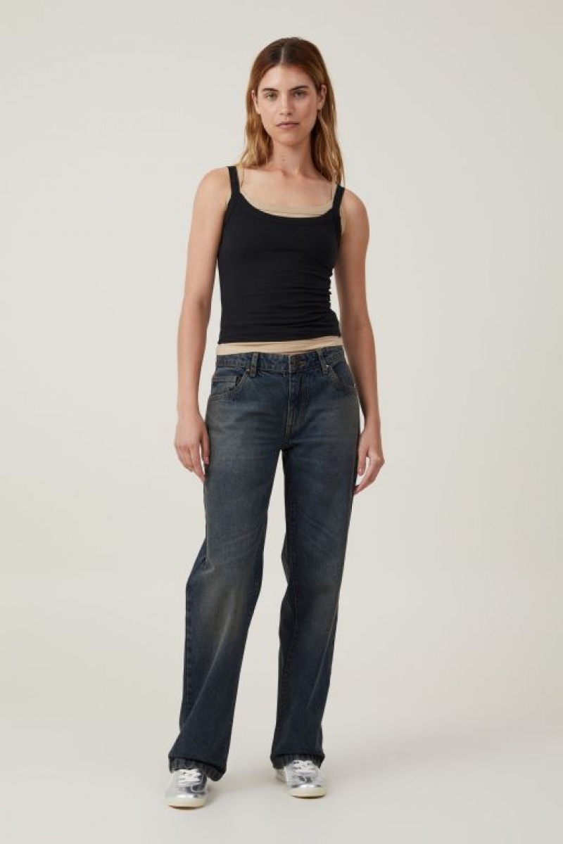 Cotton On Low Rise Straight Jean Women\'s Pants Red Blue | ee8gqmw9ocb