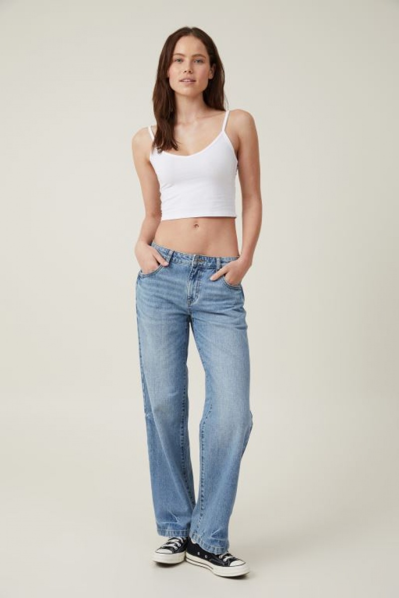 Cotton On Low Rise Straight Jean Women\'s Pants Blue | 3IHqUvlVMa6