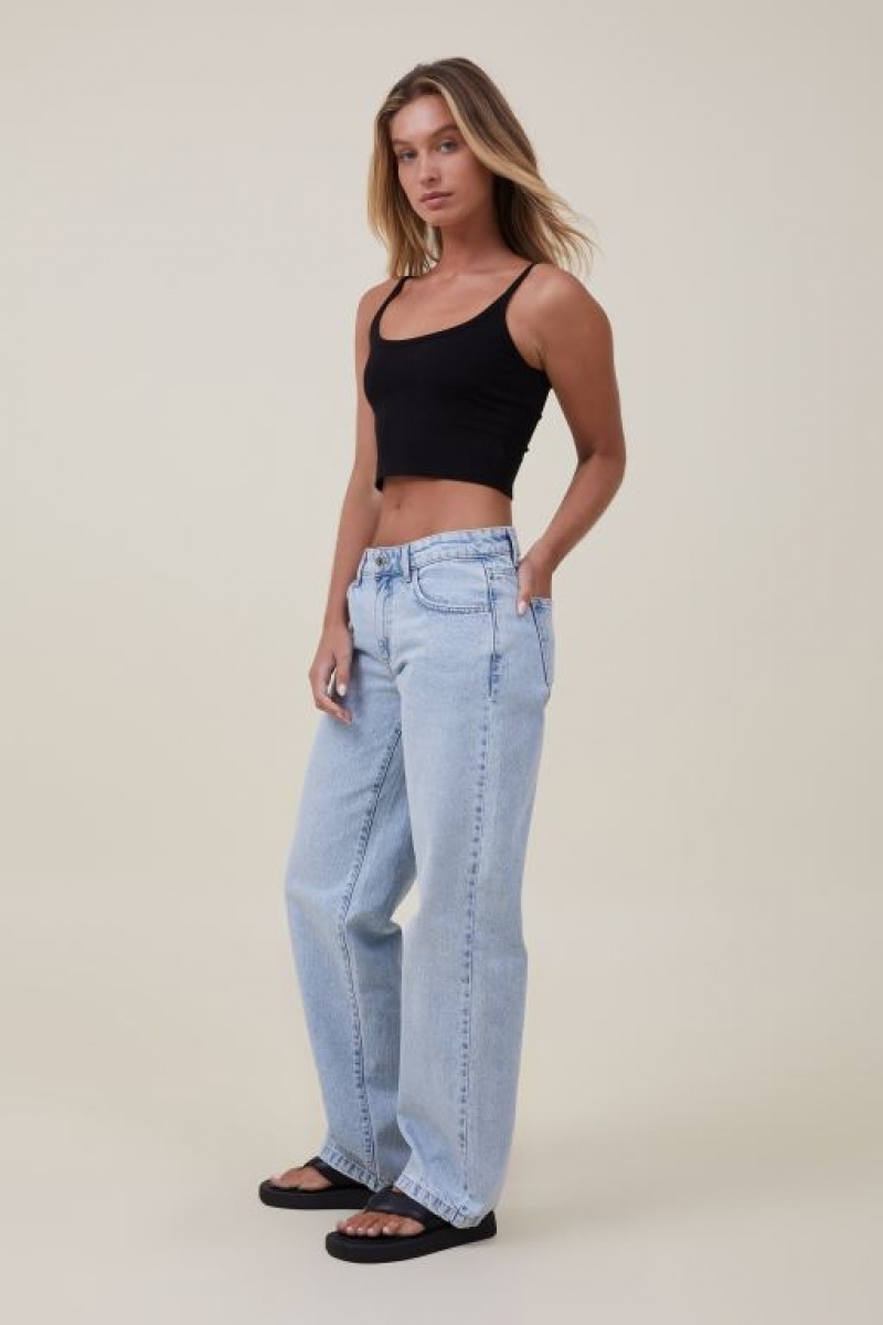 Cotton On Low Rise Straight Jean Women's Pants Blue | tH1Zs9RBr1I