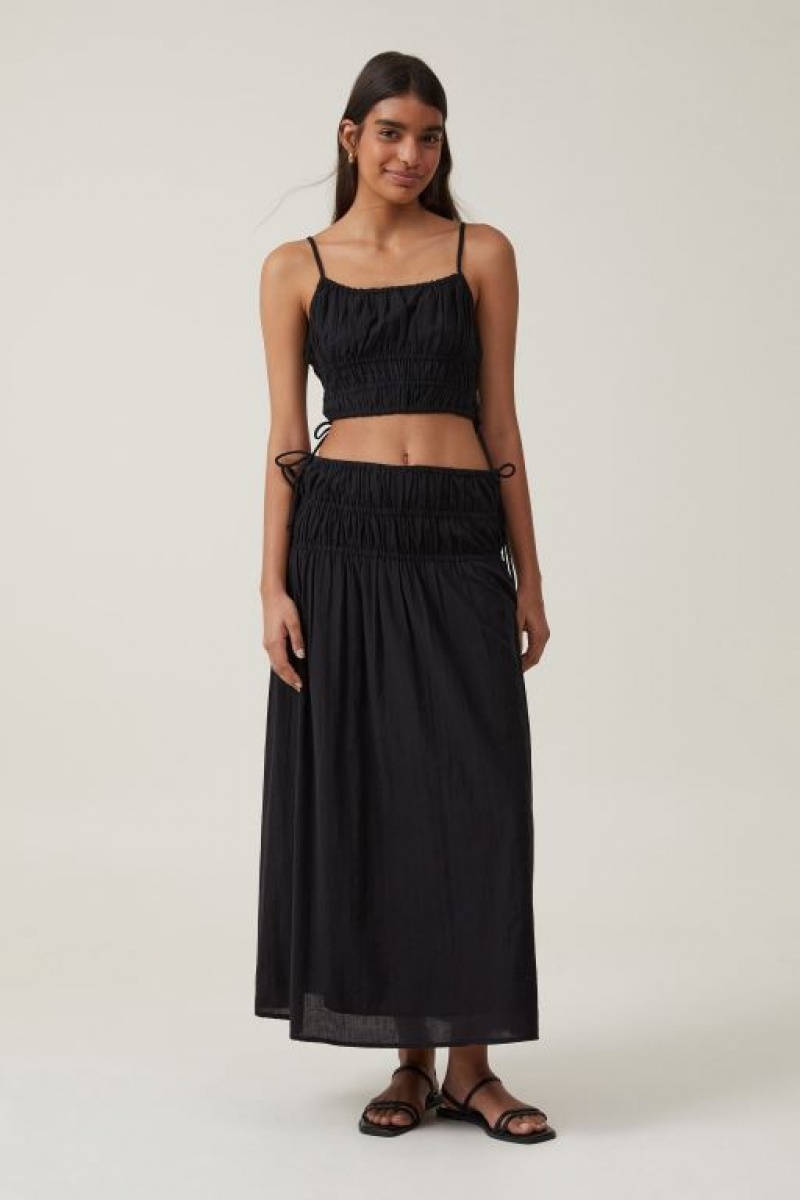 Cotton On Lucy Shirred Cami Women's Shirts Black | M4fG13MZRI0