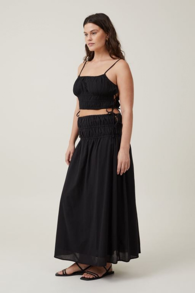 Cotton On Lucy Shirred Cami Women's Shirts Black | M4fG13MZRI0