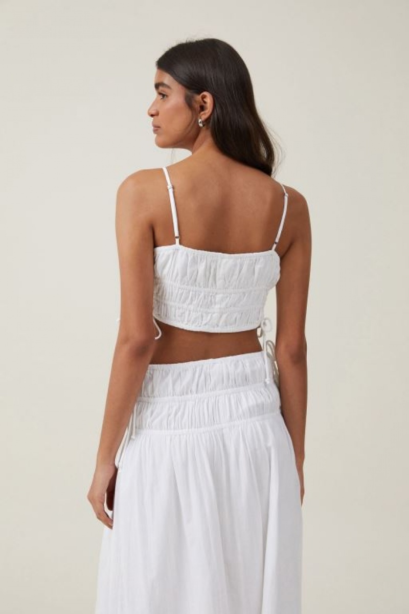 Cotton On Lucy Shirred Cami Women's Shirts White | hwu8qoIQz2i