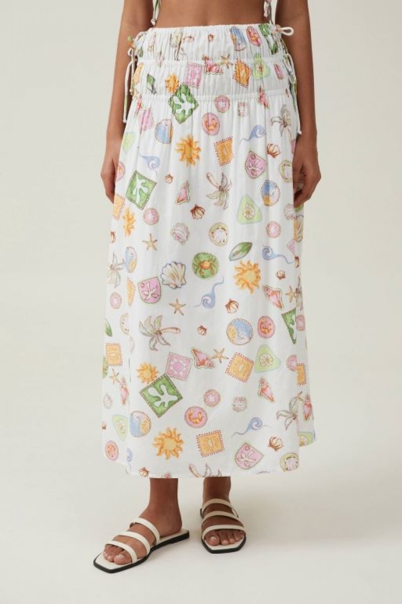 Cotton On Lucy Shirred Maxi Women's Skirt Surf | Dktgayq6vRi